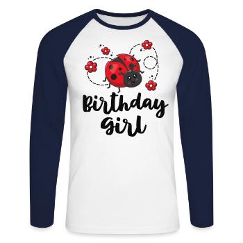Birthday Girl Matching Ladybug Birthday Shirt For - Unisex Long Sleeve Baseball T-Shirt - white/navy - Front - Nik (191cm)