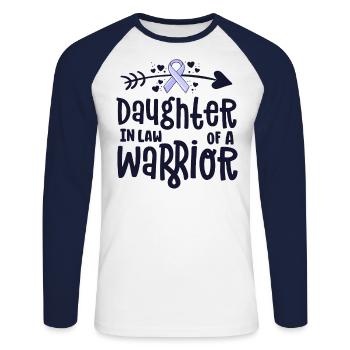 Schwiegertochter eines Kriegers - Unisex Baseballshirt langarm - Weiß/Navy - Vorne - Nik (191cm)