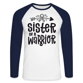 Sister Of A Rare Disease Warrior Awareness Zebra - Unisex Long Sleeve Baseball T-Shirt - white/navy - Front - Nik (191cm)