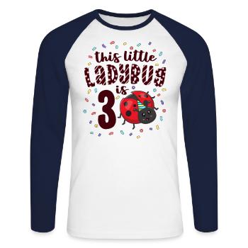 This Little Ladybug Is 3 Years Old 3rd Birthday - Unisex Long Sleeve Baseball T-Shirt - white/navy - Front - Nik (191cm)