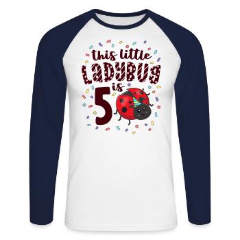 This Little Ladybug Is 5 Years Old 5th Birthday - Unisex Long Sleeve Baseball T-Shirt - white/navy - Front - Nik (191cm)