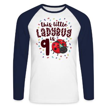 This Little Ladybug Is 9 Years Old 9th Birthday - Unisex Long Sleeve Baseball T-Shirt - white/navy - Front - Nik (191cm)