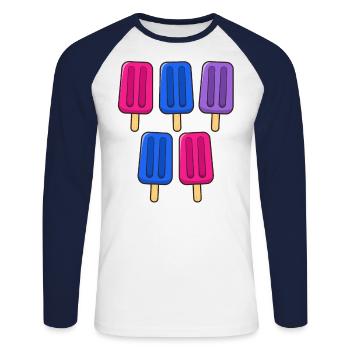 Bisexual Eis am Stiel 4. Juli Bisex Bi Subtle - Unisex Baseballshirt langarm - Weiß/Navy - Vorne - Nik (191cm)
