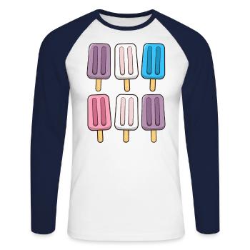 Intersex Flag Eis am Stiel 4. Juli Subtiler Stolz - Unisex Baseballshirt langarm - Weiß/Navy - Vorne - Nik (191cm)
