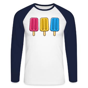 Pansexual Eis am Stiel 4. Juli Pan Subtiler Stolz - Unisex Baseballshirt langarm - Weiß/Navy - Vorne - Nik (191cm)