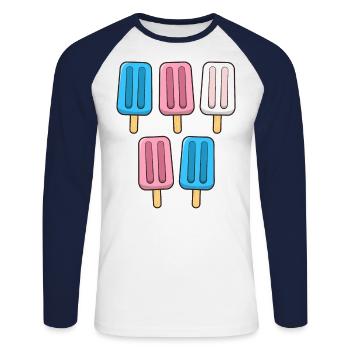 Transgender Popsicles 4th of July Trans Subtle - Unisex Long Sleeve Baseball T-Shirt - white/navy - Front - Nik (191cm)