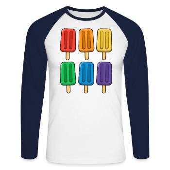 LGBT Flag Eis am Stiel 4. Juli Gay Subtle Pride - Unisex Baseballshirt langarm - Weiß/Navy - Vorne - Nik (191cm)