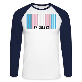 Inestimable Trans Pride Code-barres Transgenre subtil - T-shirt baseball manches longues Homme - blanc/marine - Devant - Nik (191cm)