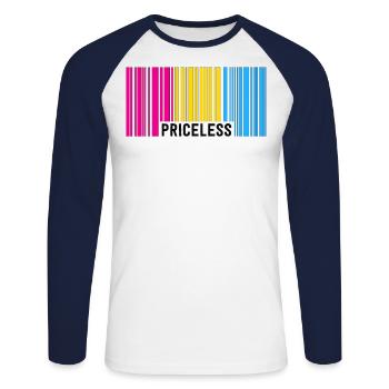Inestimable Pansexual Pride Barcode Subtil Pan - T-shirt baseball manches longues Homme - blanc/marine - Devant - Nik (191cm)