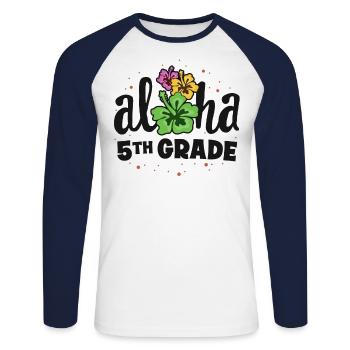 Aloha 5th Grade Cinquième Enseignant Premier Jour Retour à - T-shirt baseball manches longues Homme - blanc/marine - Devant - Nik (191cm)