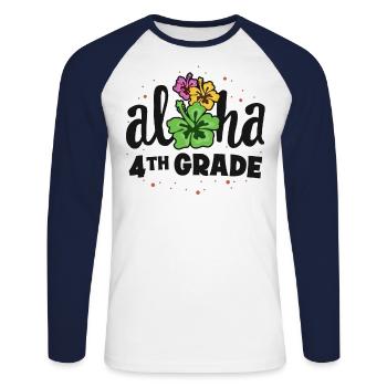 Aloha 4. Klasse Vierter Lehrer Erster Tag Zurück zu - Unisex Baseballshirt langarm - Weiß/Navy - Vorne - Nik (191cm)