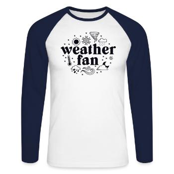Wetterfan Future Meteorologe Storm Watcher - Unisex Baseballshirt langarm - Weiß/Navy - Vorne - Nik (191cm)