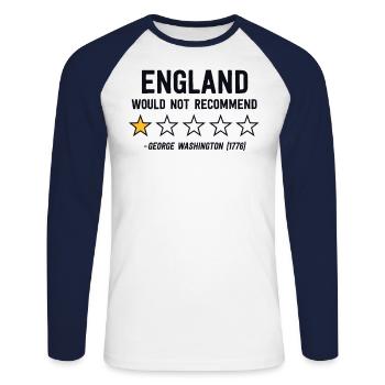 England würde 4th of July George nicht empfehlen - Unisex Baseballshirt langarm - Weiß/Navy - Vorne - Nik (191cm)
