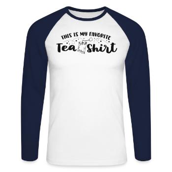 This Is My Favorite Tea Shirt Tea Lovers Gifts - Unisex Long Sleeve Baseball T-Shirt - white/navy - Front - Nik (191cm)