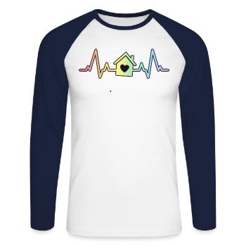 Real Estate Agent Heartbeat Gift Open House Home - Unisex Long Sleeve Baseball T-Shirt - white/navy - Front - Nik (191cm)