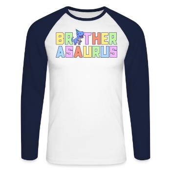 Bruder Asaurus Dinosaurier Geburtstagsfeier TRex - Unisex Baseballshirt langarm - Weiß/Navy - Vorne - Nik (191cm)