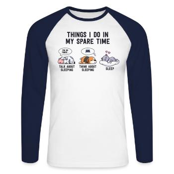 Funny Napping Shirt Gift For Sleep Lovers Nap - Unisex Long Sleeve Baseball T-Shirt - white/navy - Front - Nik (191cm)