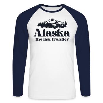 Alaska The Last Frontier State Shirt Vacation - Unisex Long Sleeve Baseball T-Shirt - white/navy - Front - Nik (191cm)