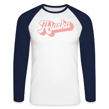 Retro Alaska Script Vintage Alaskan Cruise The - Unisex Long Sleeve Baseball T-Shirt - white/navy - Front - Nik (191cm)