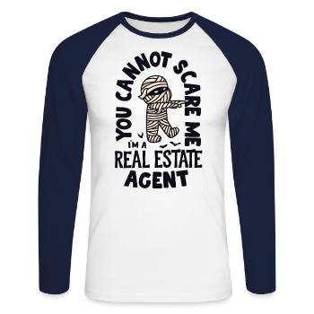 Sie können mich nicht erschrecken Ich bin ein Immobilienmakler - Unisex Baseballshirt langarm - Weiß/Navy - Vorne - Nik (191cm)