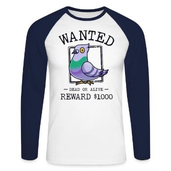 Taube gesucht Poster Lustige Taube Liebhaber Vogel - Unisex Baseballshirt langarm - Weiß/Navy - Vorne - Nik (191cm)