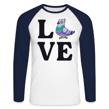 Pigeon Lover Bird Watcher Besitzer Ornithologe - Unisex Baseballshirt langarm - Weiß/Navy - Vorne - Nik (191cm)