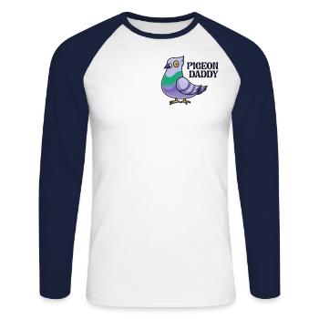 Pigeon Daddy Funny Bird Dad Pigeon Lover Besitzer - Unisex Baseballshirt langarm - Weiß/Navy - Vorne - Nik (191cm)