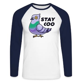 Stay Coo Funny Pigeon Shirt Bird Lover Owner - Unisex Long Sleeve Baseball T-Shirt - white/navy - Front - Nik (191cm)