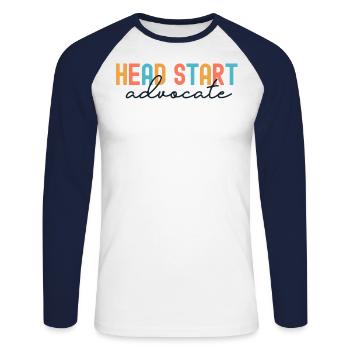 Head Start Advocate Early Childhood Daycare Child - Unisex Long Sleeve Baseball T-Shirt - white/navy - Front - Nik (191cm)