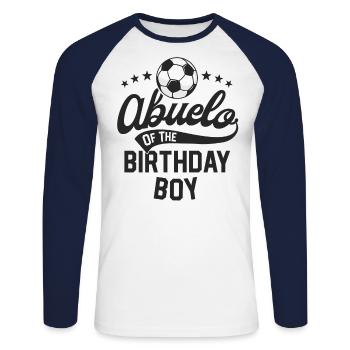 Abuelo de la fête sur le thème du football Birthday Boy - T-shirt baseball manches longues Homme - blanc/marine - Devant - Nik (191cm)