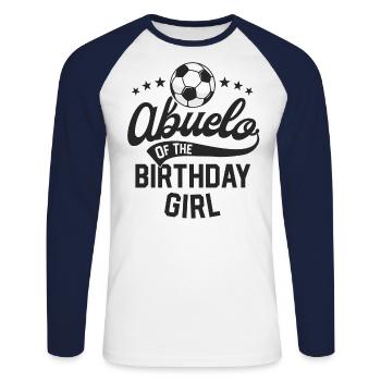 Abuelo de la fête sur le thème du football Birthday Girl - T-shirt baseball manches longues Homme - blanc/marine - Devant - Nik (191cm)