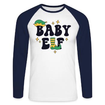 Baby Elf Matching Family Christmas Little Brother - Unisex Long Sleeve Baseball T-Shirt - white/navy - Front - Nik (191cm)