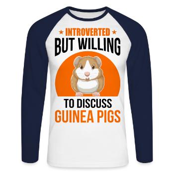Introverted But Willing To Discuss Guinea Pigs Ani - Unisex Baseballshirt langarm - Weiß/Navy - Vorne - Nik (191cm)