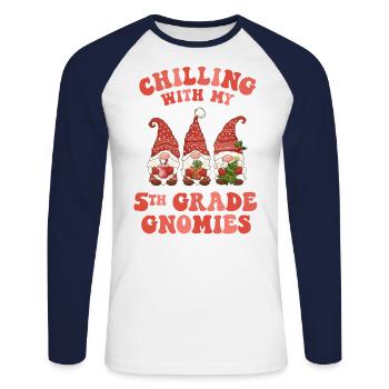 5. Klasse Lehrer Weihnachten chillen mit meinem - Unisex Baseballshirt langarm - Weiß/Navy - Vorne - Nik (191cm)