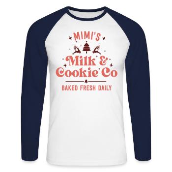 Mimi Oma Lebkuchenplätzchen Familie Weihnachten - Unisex Baseballshirt langarm - Weiß/Navy - Vorne - Nik (191cm)