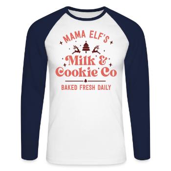 Mama Lebkuchen Cookie Family Christmas Baking - Unisex Baseballshirt langarm - Weiß/Navy - Vorne - Nik (191cm)
