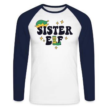 Schwester Elf Passende Familie Weihnachtsgruppe Weihnachten - Unisex Baseballshirt langarm - Weiß/Navy - Vorne - Nik (191cm)