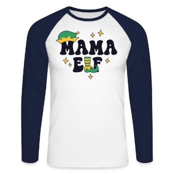 Mama Elf Passende Familie Weihnachtsgruppe Weihnachten Mama - Unisex Baseballshirt langarm - Weiß/Navy - Vorne - Nik (191cm)