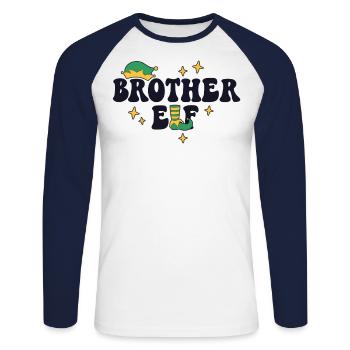 Brother Elf Matching Family Christmas Group Xmas - Unisex Long Sleeve Baseball T-Shirt - white/navy - Front - Nik (191cm)