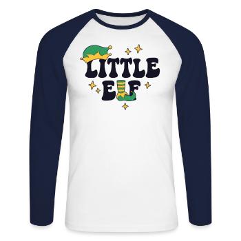 Little Elf Matching Family Christmas Baby Brother - Unisex Long Sleeve Baseball T-Shirt - white/navy - Front - Nik (191cm)