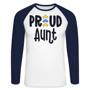 Fière tante Trisomique Grand-mère Famille T21 - T-shirt baseball manches longues Homme - blanc/marine - Devant - Nik (191cm)