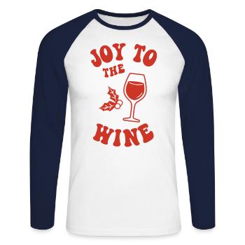 Freude dem Wein Lustiger Trinker Weihnachten Rot Weiß - Unisex Baseballshirt langarm - Weiß/Navy - Vorne - Nik (191cm)