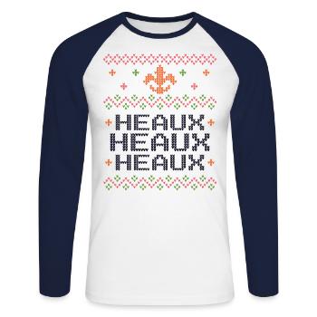 Hässliche Cajun Weihnachten Weihnachten New Orleans Southern - Unisex Baseballshirt langarm - Weiß/Navy - Vorne - Nik (191cm)