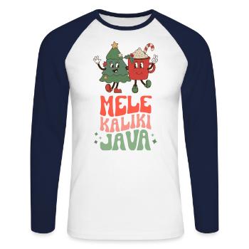 Christmas Coffee Lover Mele Kalikimaka Hawaiian - Unisex Long Sleeve Baseball T-Shirt - white/navy - Front - Nik (191cm)