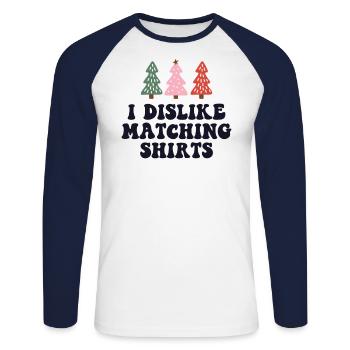 Je déteste les chemises de Noël assorties couple de Noël - T-shirt baseball manches longues Homme - blanc/marine - Devant - Nik (191cm)