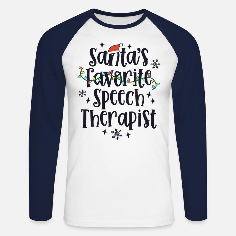 Nette Weihnachtslogopädin Sprachtherapie - Unisex Baseballshirt langarm - Weiß/Navy