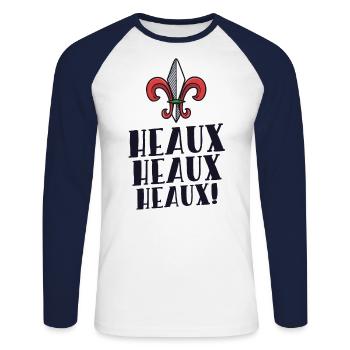 Heaux Heaux Heaux Cajun Christmas Louisiana Xmas - Unisex Long Sleeve Baseball T-Shirt - white/navy - Front - Nik (191cm)