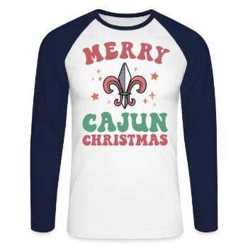 Frohe Cajun Weihnachten Süd-Louisiana Weihnachten Neu - Unisex Baseballshirt langarm - Weiß/Navy - Vorne - Nik (191cm)