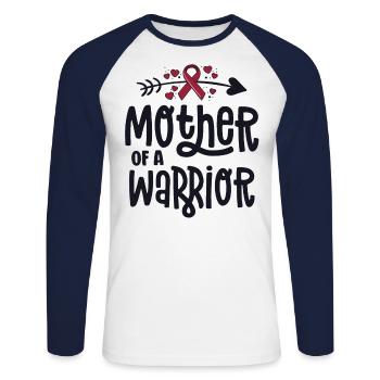 Mother Of A Warrior Vascular Malformation - Unisex Long Sleeve Baseball T-Shirt - white/navy - Front - Nik (191cm)
