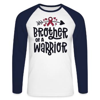 Brother Of A Warrior Vascular Malformation - Unisex Long Sleeve Baseball T-Shirt - white/navy - Front - Nik (191cm)